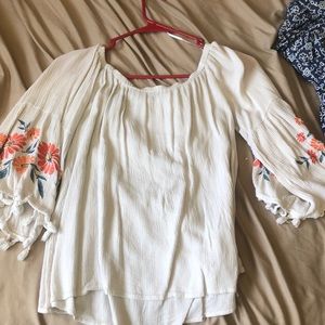 off the shoulder flowered top